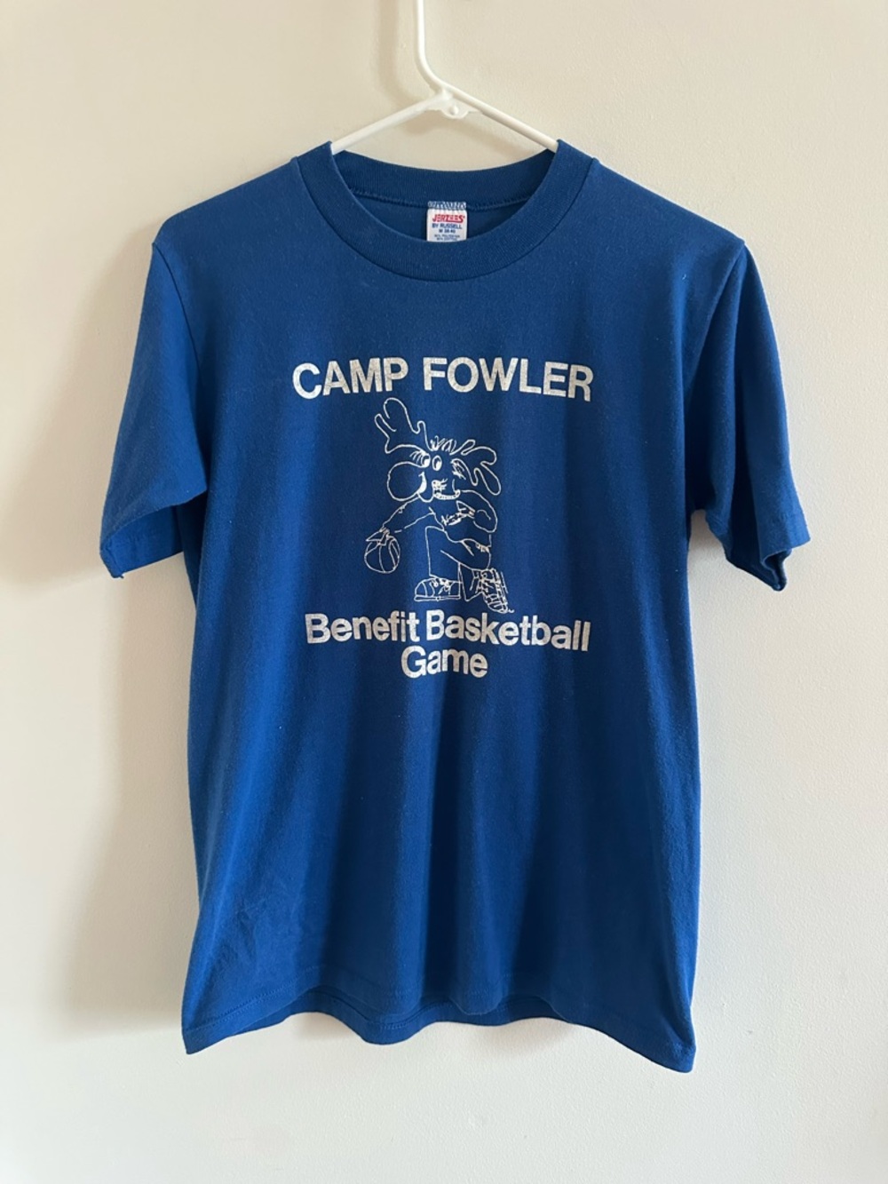 Jerzees Royal Blue Camp Fowler Benefit Basketball Tee with White Print